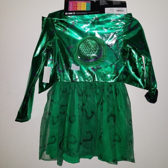 NEW Riddler Girl Halloween Costume Cosplay Small 4-6 Dress Hat Batman Villain - Picture 4 of 7